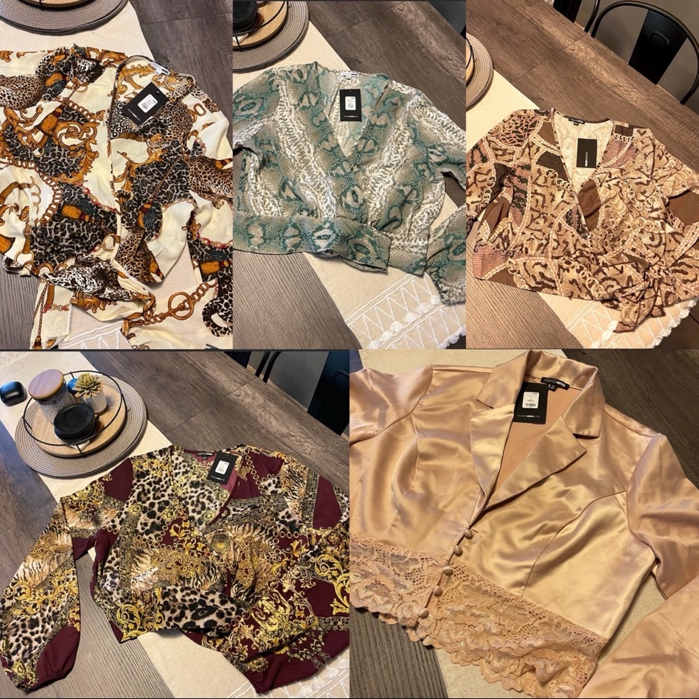 5 FashioNova Crop Wrap Tops Bundle